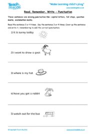 Worksheets for kids - read,_remember_write_-_punctuation_2